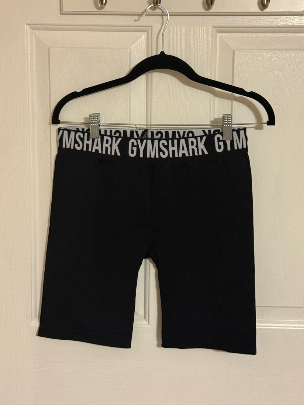 Gymshark Men’s Black Shorts with White Branded Waistband